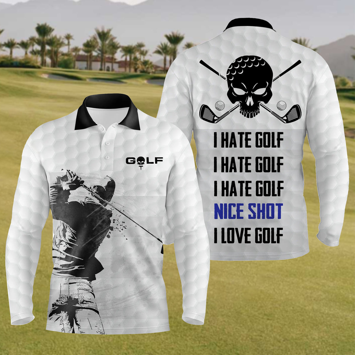 Men's I Hate Golf Nice Shoot Polo Shirt main image 1