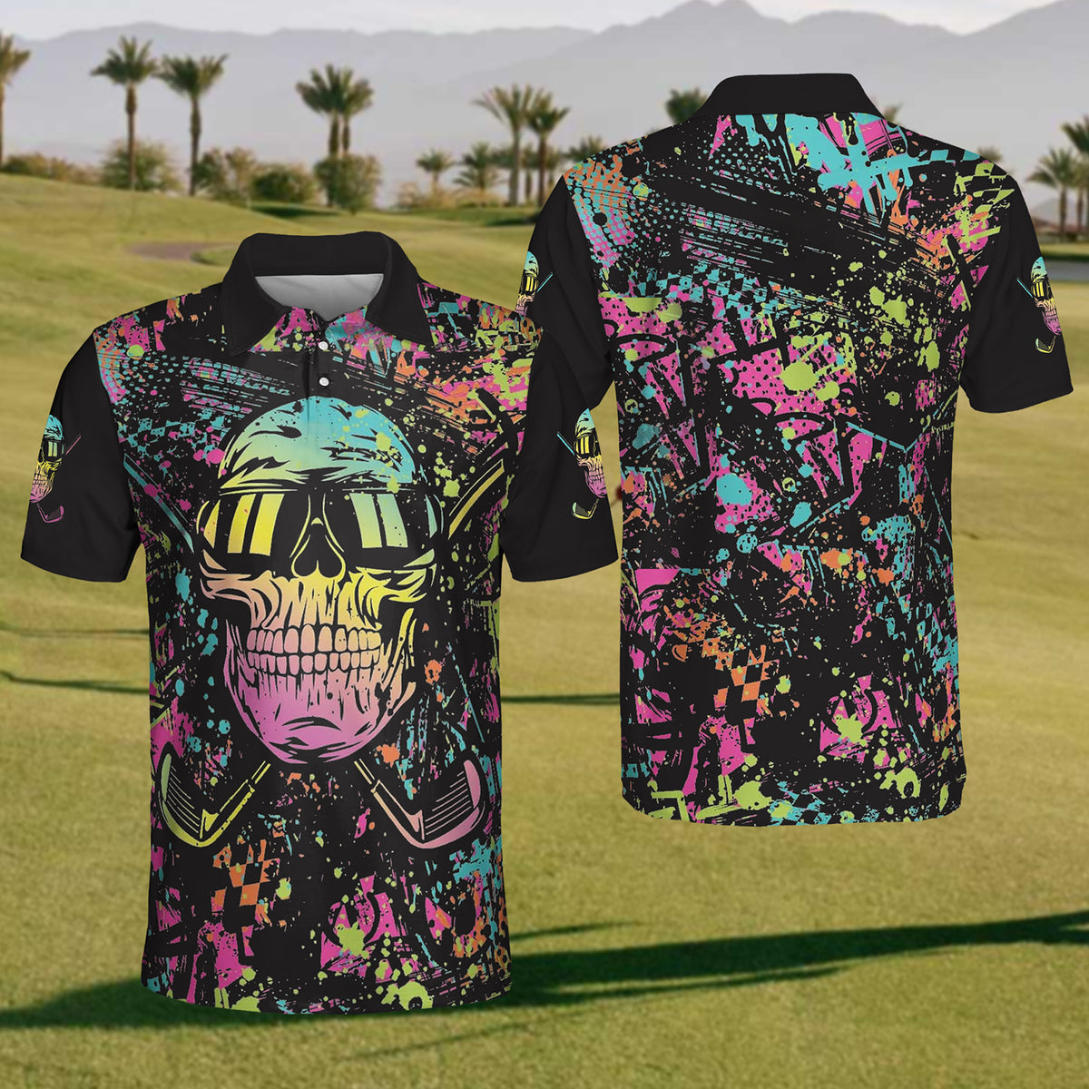 Men's Skull Golf Polo Shirt cozypantsus