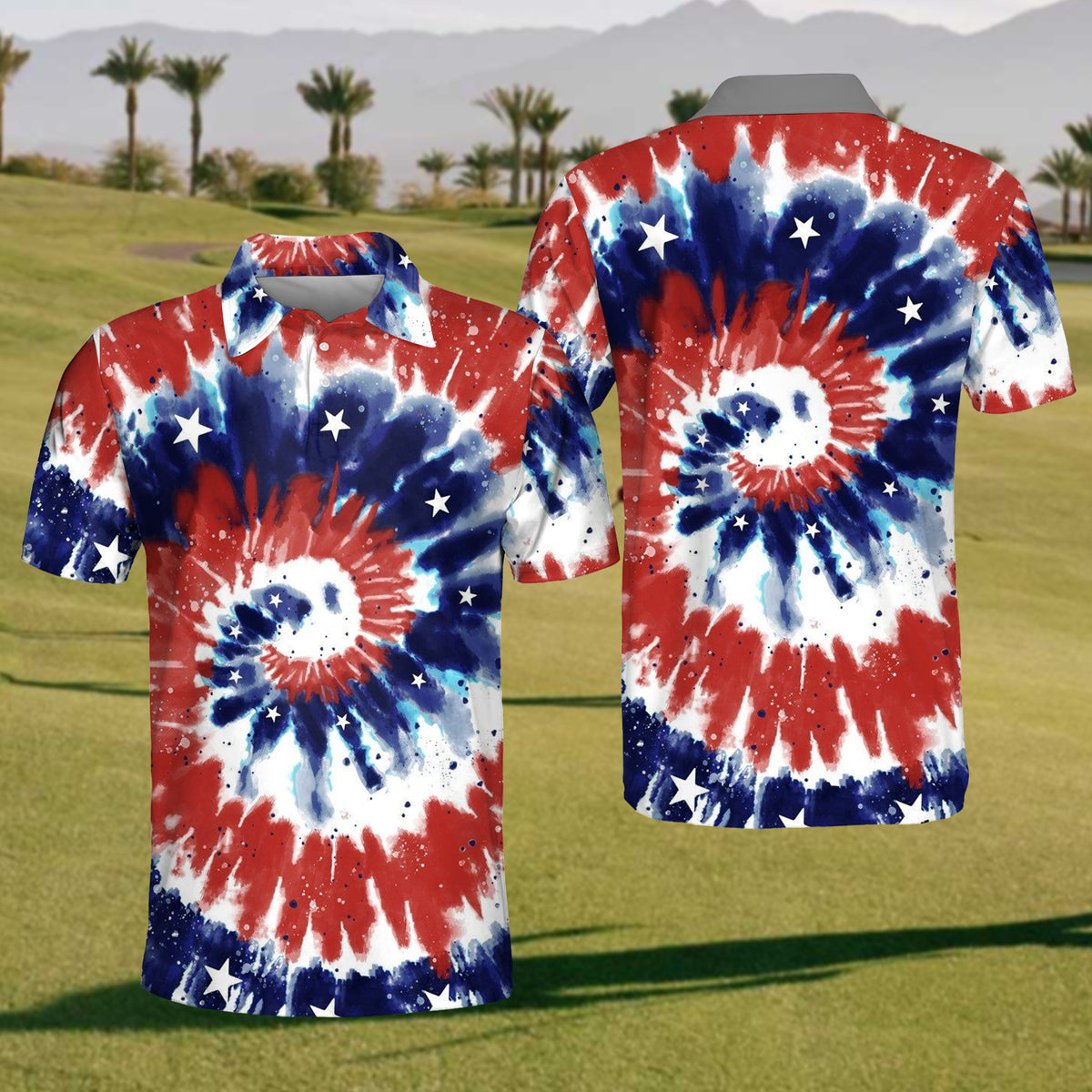 mens polo tie dye