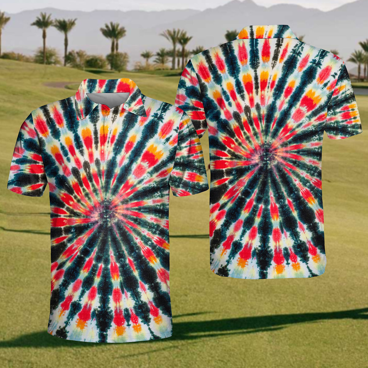 mens tie dye golf shirt