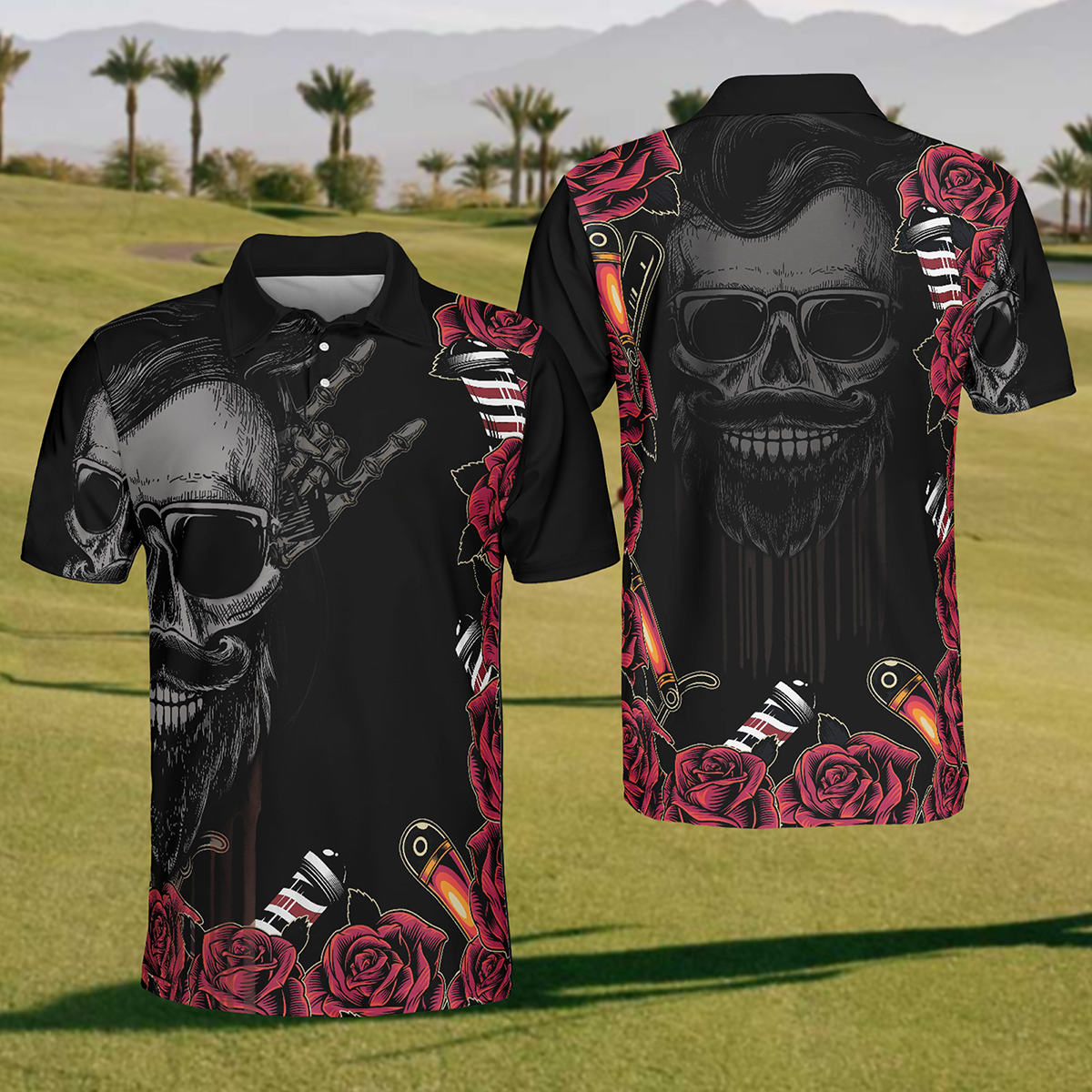 Men's Skull Golf Polo Shirt cozypantsus