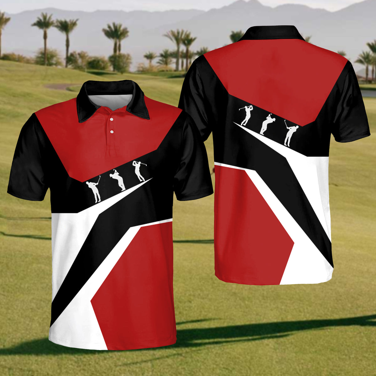 Men's Red And Black Golf Polo Shirt cozypantsus