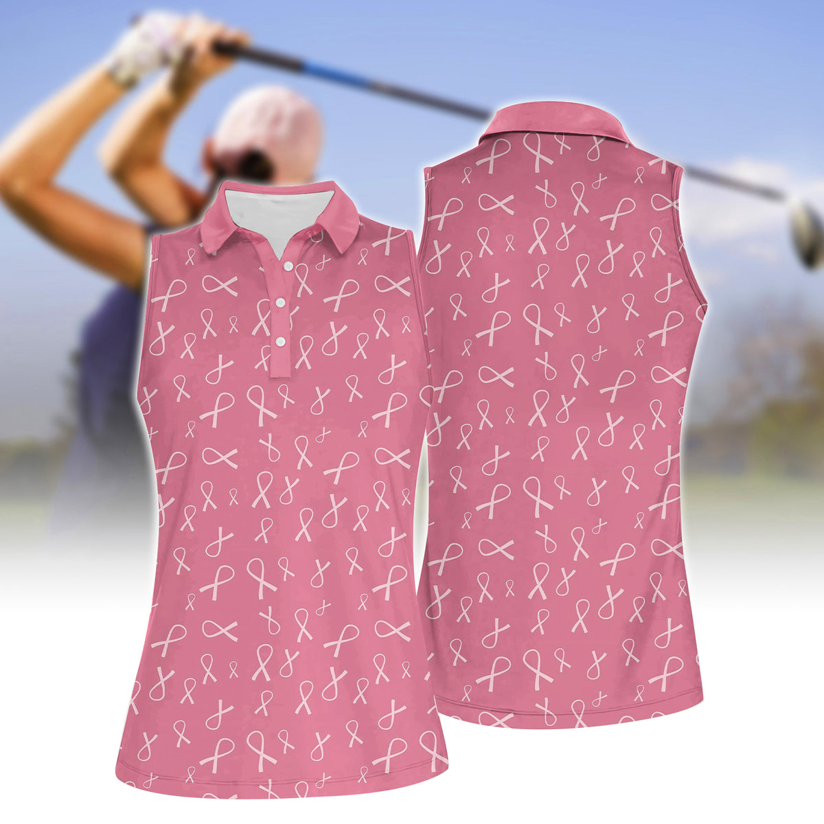 Women's Support Pink Sleeveless Polo Shirt – cozypantsus