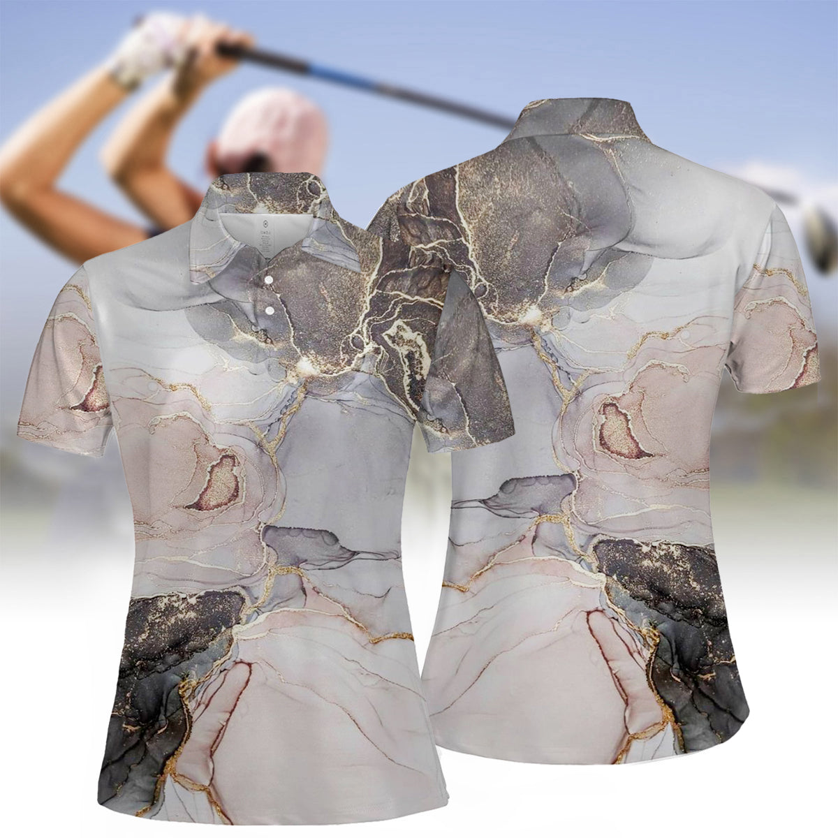 Women's Marble Print Polo Shirt – cozypantsus