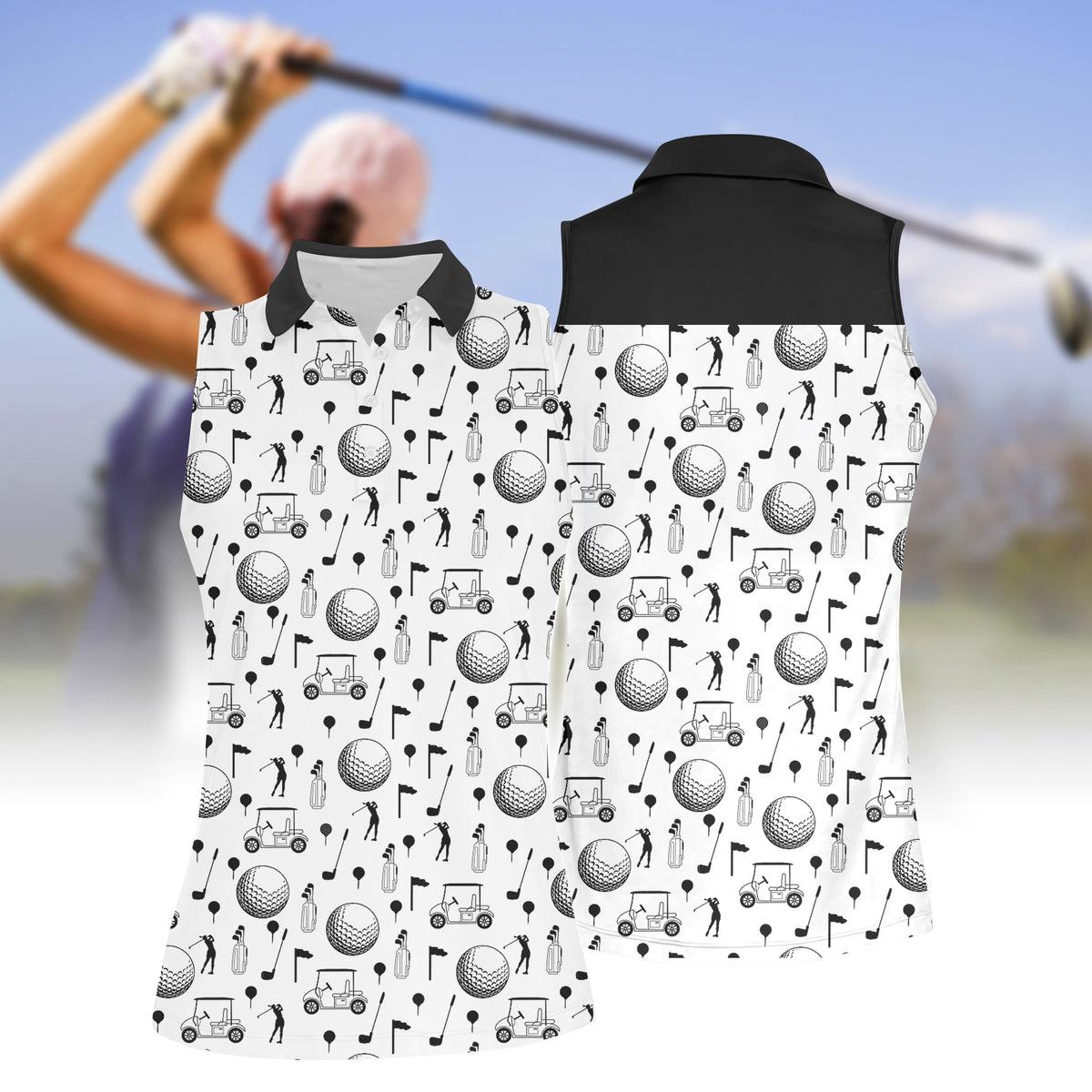 Golf Club Playing Golf Women Sleeveless Polo Shirt – cozypantsus